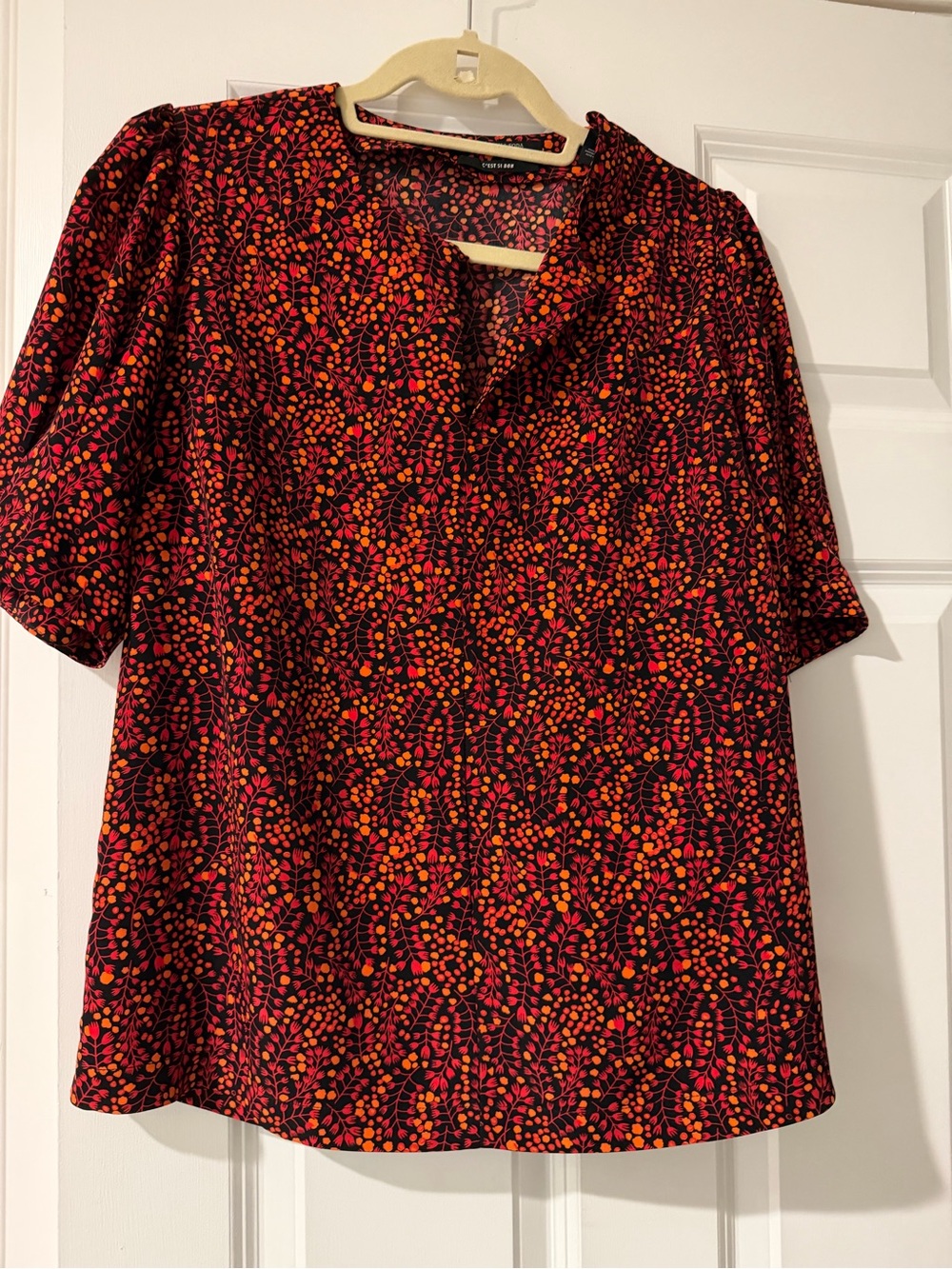 Scotch & Soda Red and Orange Dotted Leaf Print Blouse